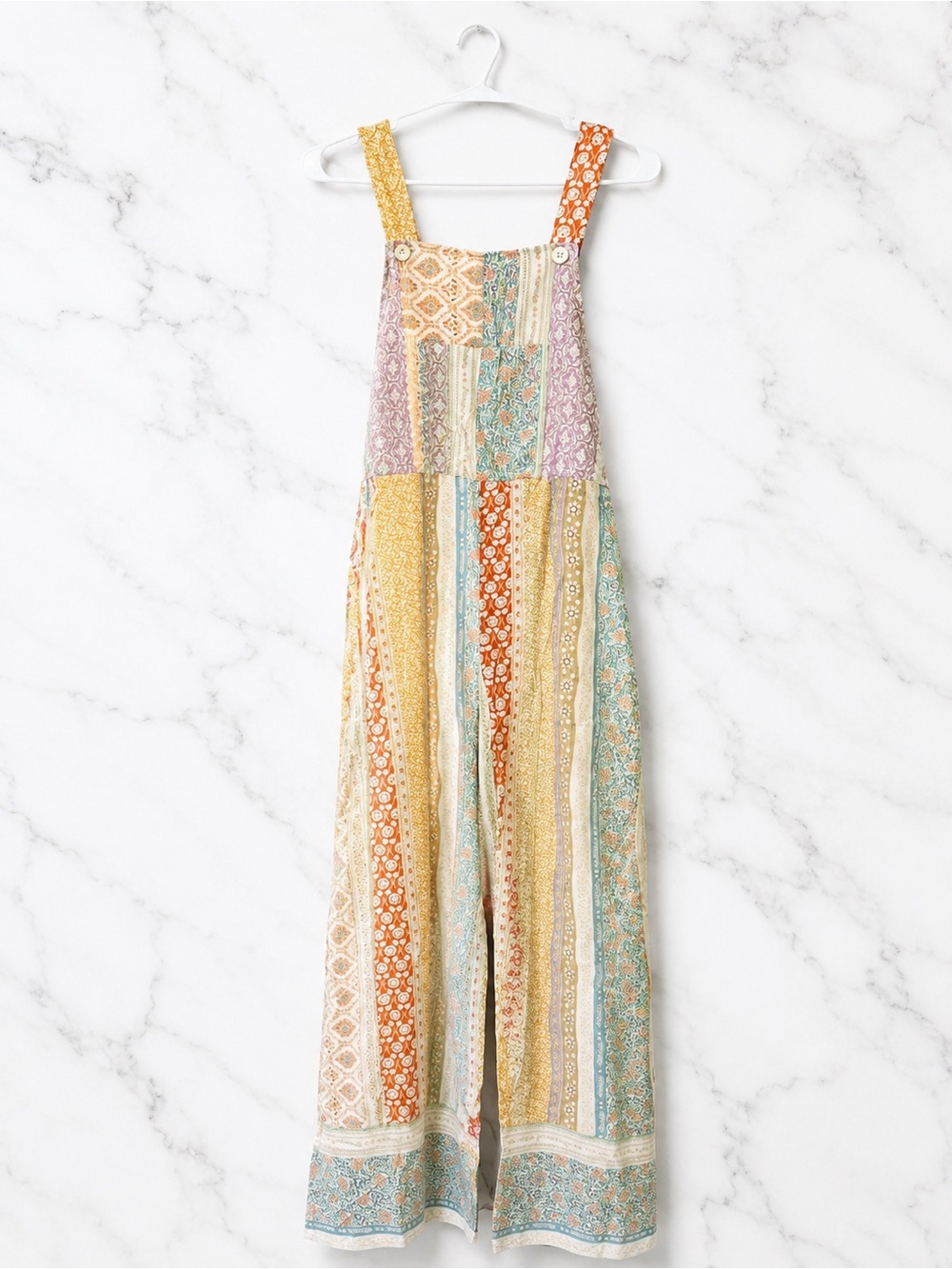 Boho Patchwork Wide-Leg Jumpsuit in Multicolor